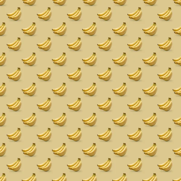 Patrón Sin Costuras Con Plátanos Frescos Sobre Fondo Amarillo Concepto — Foto de Stock