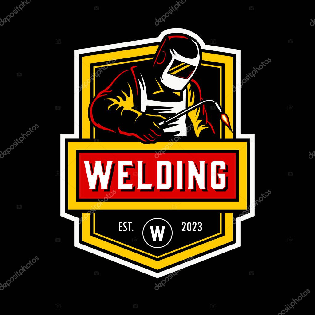 Welding company badge logo design