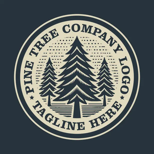 çam ağacı logo vektör vintage illüstrasyon tasarımı