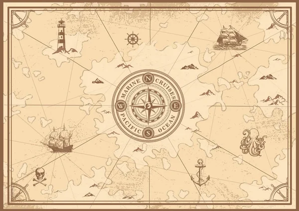 Korsan hazine haritası vektör çizimi