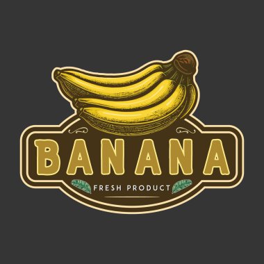 İşleme tarzında muzlar. Kartpostal, ambalaj ve etiketler için şablon.