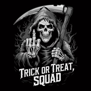 Ölüm tırpanlı Azrail 'in el çizimi vektör tasarımı