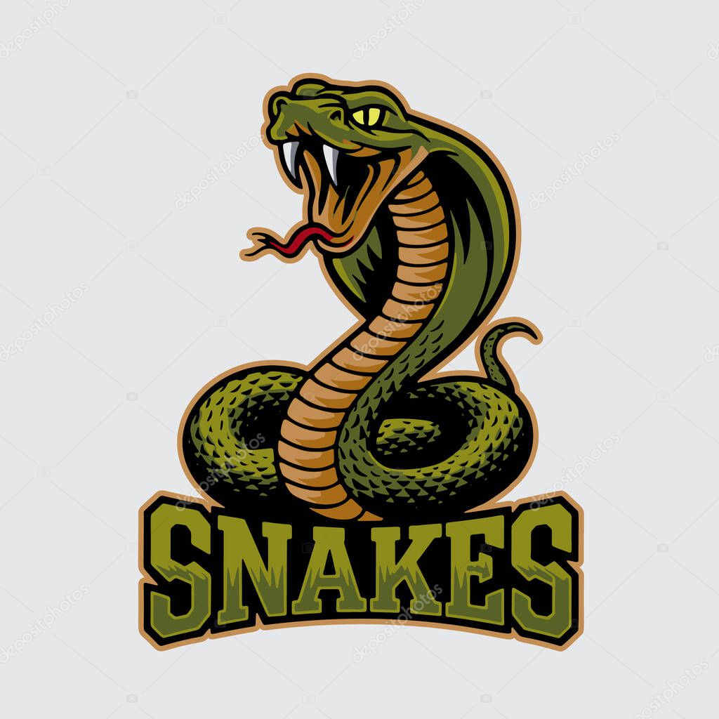 King Cobra Logo Design Illustration. Usable For Business Brand, Sport, Team, Mascot, Game Company.