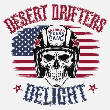 Amerikan bayrağında miğferi olan kafatası.