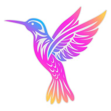 Derisi yüzülen sinekkuşu renkli vektör stili logosu. Colibri simgesi