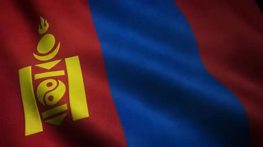 Moğolistan bayrağını ilginç dokularla sallarken yakın çekim