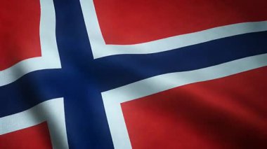 İlginç dokuları olan Norveç Bayrağını Dalgalayan Yakın Çekim