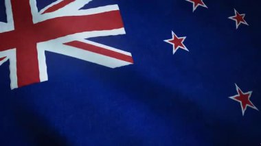 Yeni Zelanda 'da ilginç dokulara sahip dalgalı bayrağın yakın çekimi