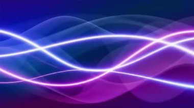 Yumuşak pembe ve mavi ışık dalgalarının soyut animasyonu. Kesişen, siyah arkaplanda ruhani ışıltısı olan akış çizgileri