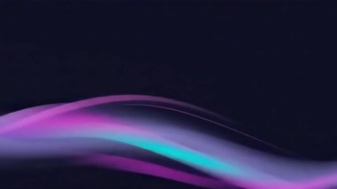 Yumuşak pembe ve mavi ışık dalgalarının soyut animasyonu. Kesişen, siyah arkaplanda ruhani ışıltısı olan akış çizgileri