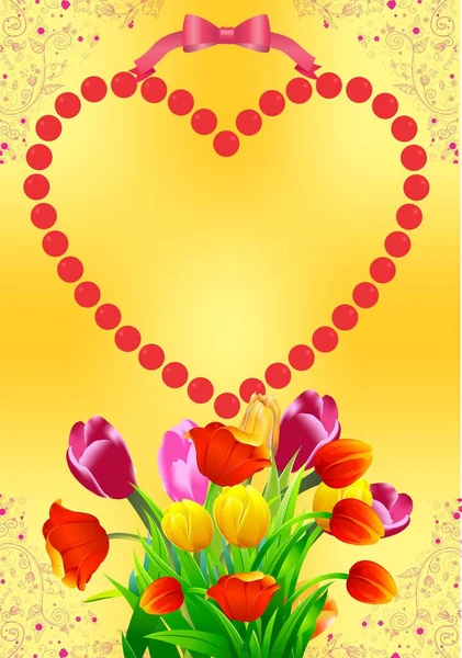 Composition Heart Flowers Thanks Mom Dad — Stock Vector