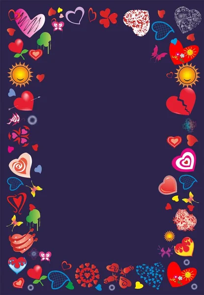 Composición Con Corazones Coloridos Para Día San Valentín — Archivo Imágenes Vectoriales
