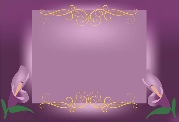 Purple Composition Callas Gold Elements — Stock Vector