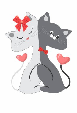 Kucaklayan iki kedinin kompozisyonu