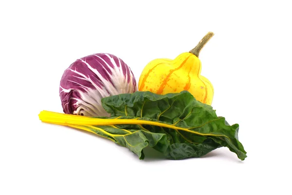Leaf Beet Squash Radicchio Salad Isolated White Background —  Fotos de Stock