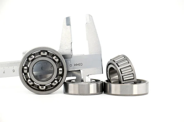 Measure Caliper Roller Bearings White Background Mechanical Engineering Automotive Industry — 스톡 사진