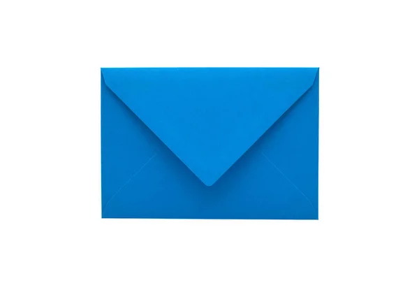 Blauw Papier Envelop Geïsoleerd Witte Achtergrond — Stockfoto