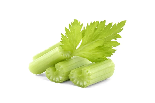 Zelené Celerové Stonky Listy Izolované Bílém Pozadí — Stock fotografie