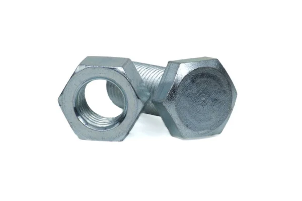 Male Screw Hexagon Nut Coated Protective Layer Zinc Isolated White —  Fotos de Stock