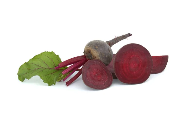 Raw Whole Sliced Baby Beetroot Isolated White Background — Stok fotoğraf