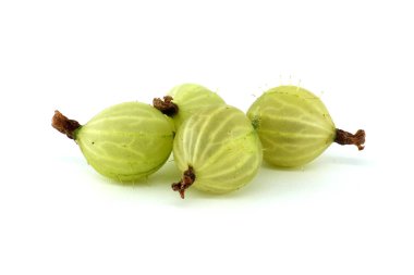 Gooseberry isolated on white background. Heap of fresh ripe gooseberries