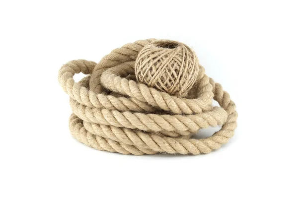Closeup View Coiled Jute Rope Brown Twisted Jute Twine Spool — Stock Photo, Image
