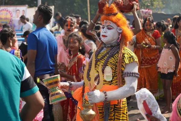 Octubre 2022 Calcuta Bengala Occidental India Hombre Maquilla Como Lord — Foto de Stock
