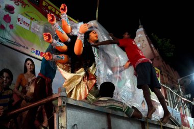 Ma Durga Idol are Ready to Move towards the Pandal from Kumartuli in Kolkata During Kolkata Durga Puja clipart