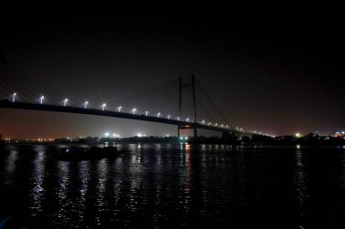 Night or Dark view of Second Hooghly Bridge or Vidyasagar Setu clipart