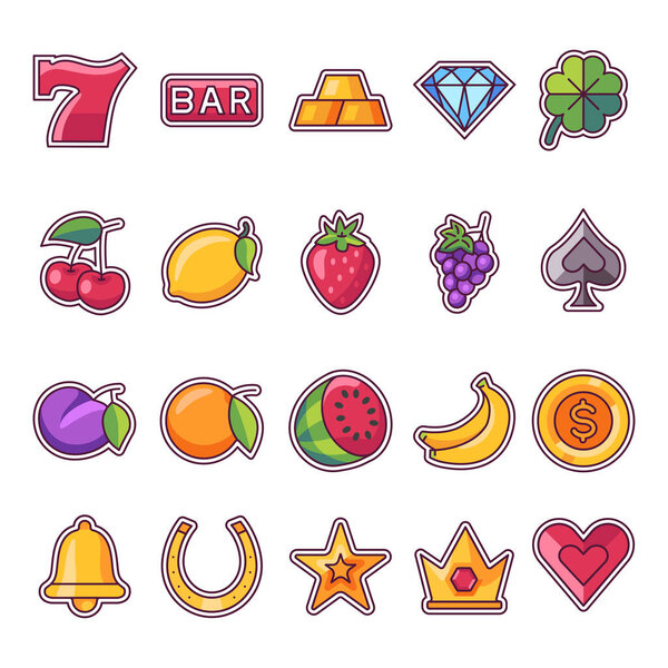 Casino color line icons set. Pictograms for web page, mobile app, promo. UI UX GUI design element. Editable stroke.