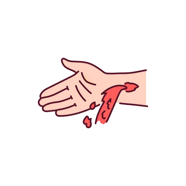 Αρτηριακή Αιμορραγία Από Χέρι Εικονίδιο Γραμμή Χρώματος Έννοια Των Τραυματισμών — Διανυσματικό Αρχείο