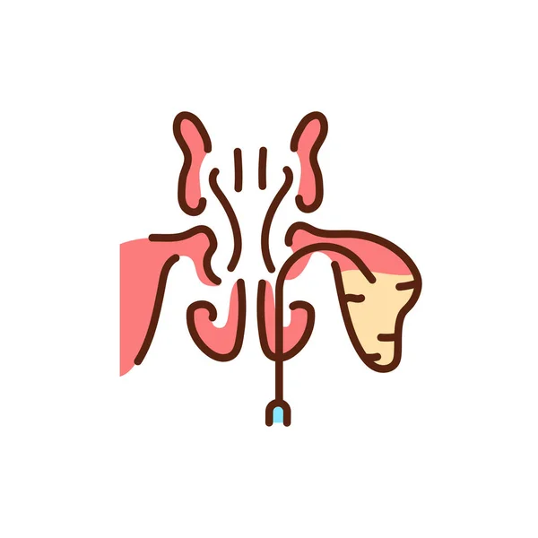 Behandlung Der Nebenhöhlenentzündung Farblinie Symbol Piktogramm Für Webseite Mobile App — Stockvektor