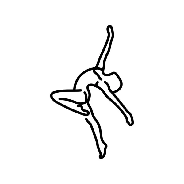 Kadın Akrobatik Numaralar Yapıyor Renk Çizgisi Simgesi Koreografi Bale Web — Stok Vektör