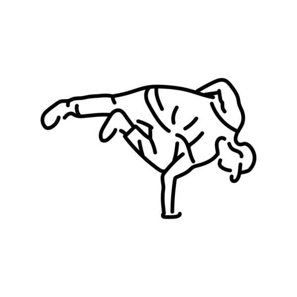 Man Dansen Breakdance Kleur Lijn Icoon Pictogram Voor Webpagina Mobiele — Stockvector