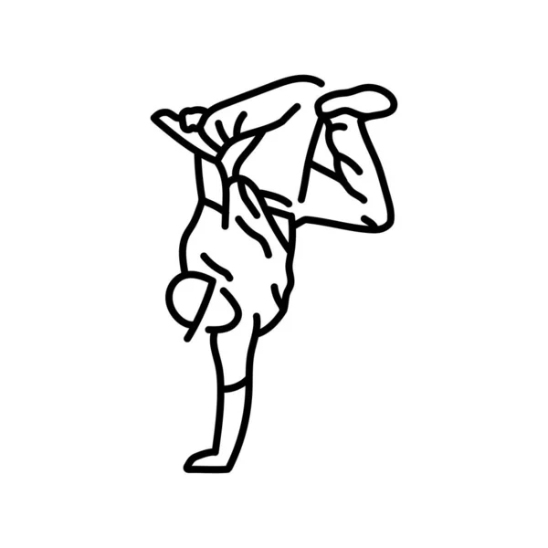 Hombre Bailando Break Dance Color Línea Icono Pictograma Para Página — Vector de stock
