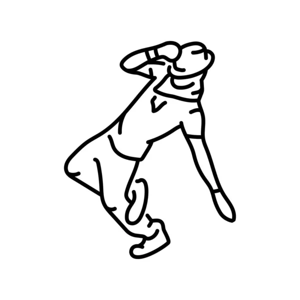 Mann Tanzt Hip Hop Farbe Linie Symbol Zeitgenössischer Tanz Piktogramm — Stockvektor