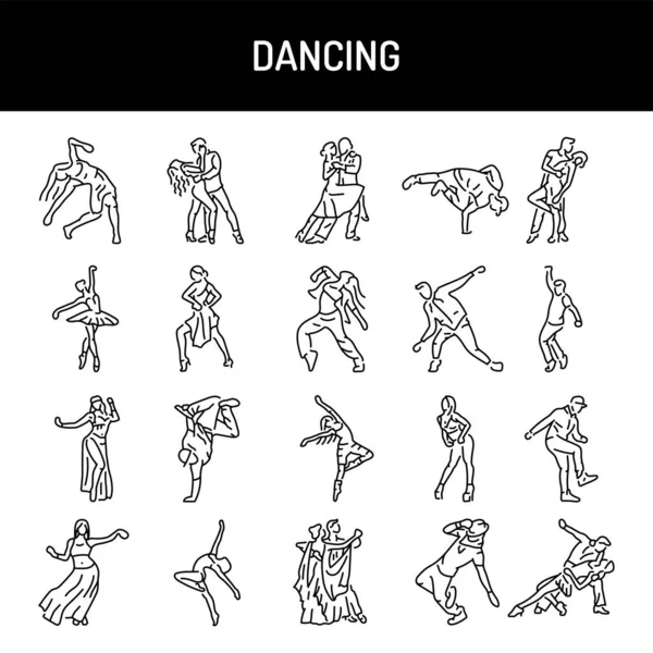 춤추는 아이콘 페이지를 모바일 Gui 뇌졸중 — 스톡 벡터