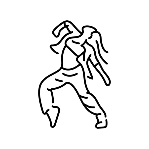 Mujer Bailando Hip Hop Icono Línea Color Danza Contemporánea Pictograma — Vector de stock