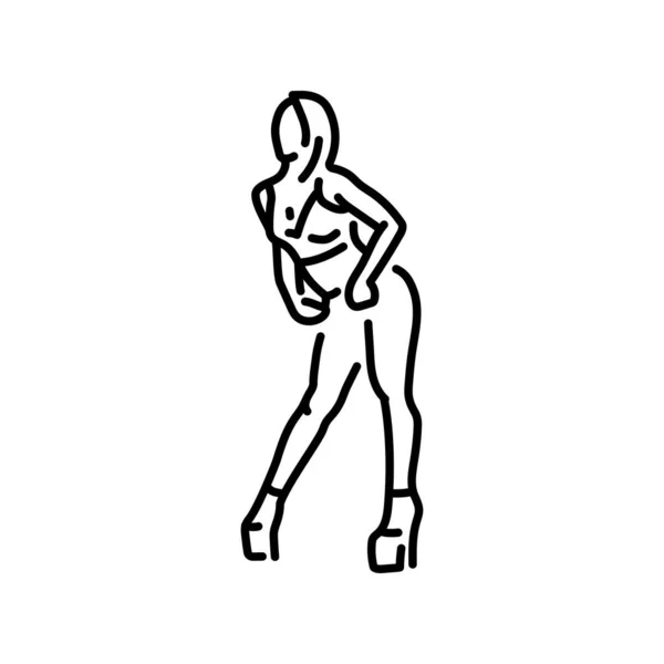 女子脱衣舞彩线图标 当代舞蹈 移动应用程序 弹药的象形文字 — 图库矢量图片