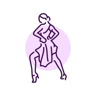 Kadın salsa dansı renk çizgisi ikonu. Latin dansı. Web sayfası, mobil uygulama, tanıtım için resim grafiği.