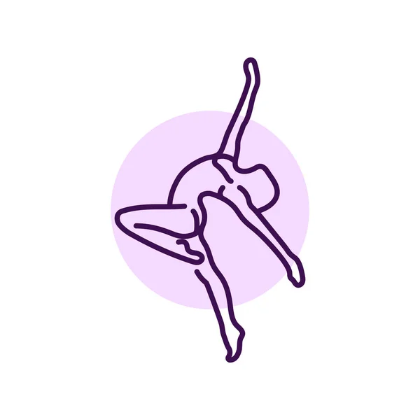 Kadın Akrobatik Numaralar Yapıyor Renk Çizgisi Simgesi Koreografi Bale Web — Stok Vektör