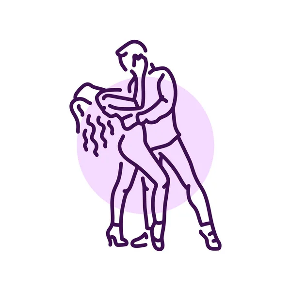 Couple Dancing Bachata Color Line Icon Pictogram Web Page Mobile — Stock Vector