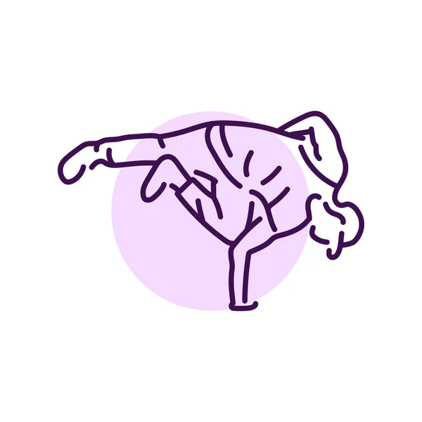 Mann Tanzt Breakdance Farbe Linie Symbol Piktogramm Für Webseite Mobile — Stockvektor