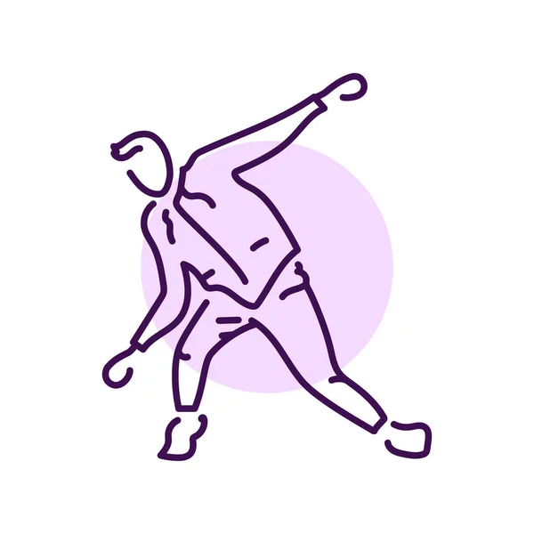 Man Dancing Hip Hop Color Line Icon Contemporary Dance Pictogram — Stock Vector