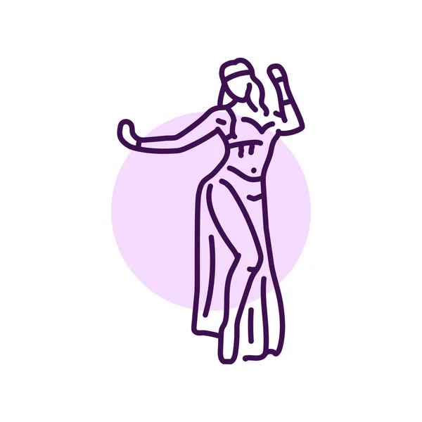 Kadın Göbek Dansı Renk Çizgisi Ikonu Doğu Dansı Web Sayfası — Stok Vektör