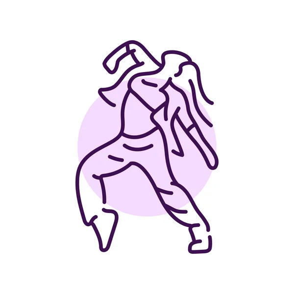 Femme Dansant Icône Ligne Couleur Hip Hop Danse Contemporaine Pictogramme — Image vectorielle