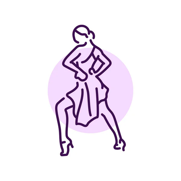 Kadın Salsa Dansı Renk Çizgisi Ikonu Latin Dansı Web Sayfası — Stok Vektör