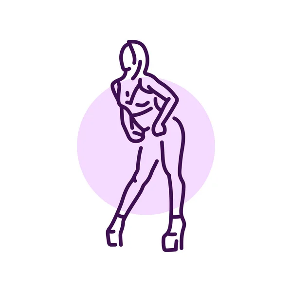 Kobieta Striptiz Taniec Kolor Linii Ikona Taniec Współczesny Piktogram Dla — Wektor stockowy