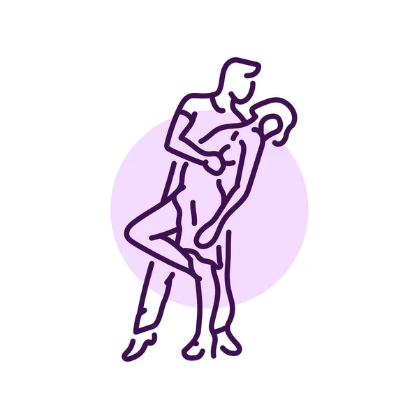 Casal Dança Hustle Freestyle Ícone Linha Cores Pictograma Para Página — Vetor de Stock