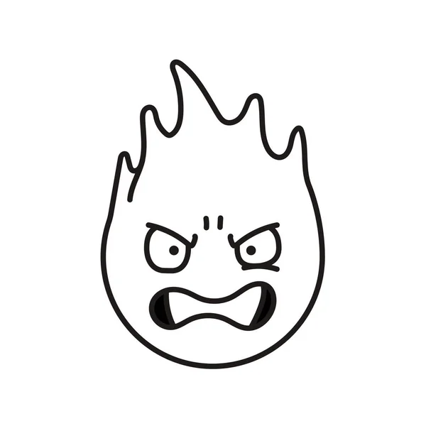 Bösen Charakter Form Von Feuer Farbe Linie Symbol Maskottchen Der — Stockvektor